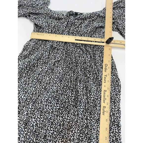 Slate &‎ Willow Dress Womens Small Black White Ditsy Floral Tie Front Midi - Picture 9 of 14